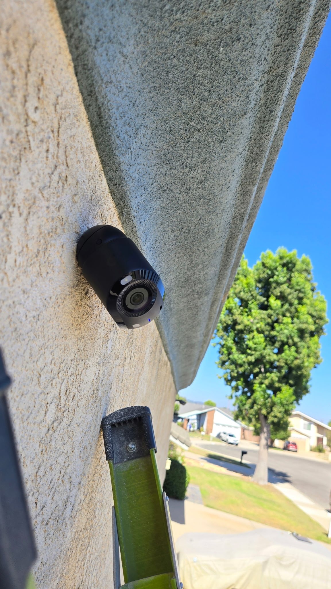 Installed exterior security camera