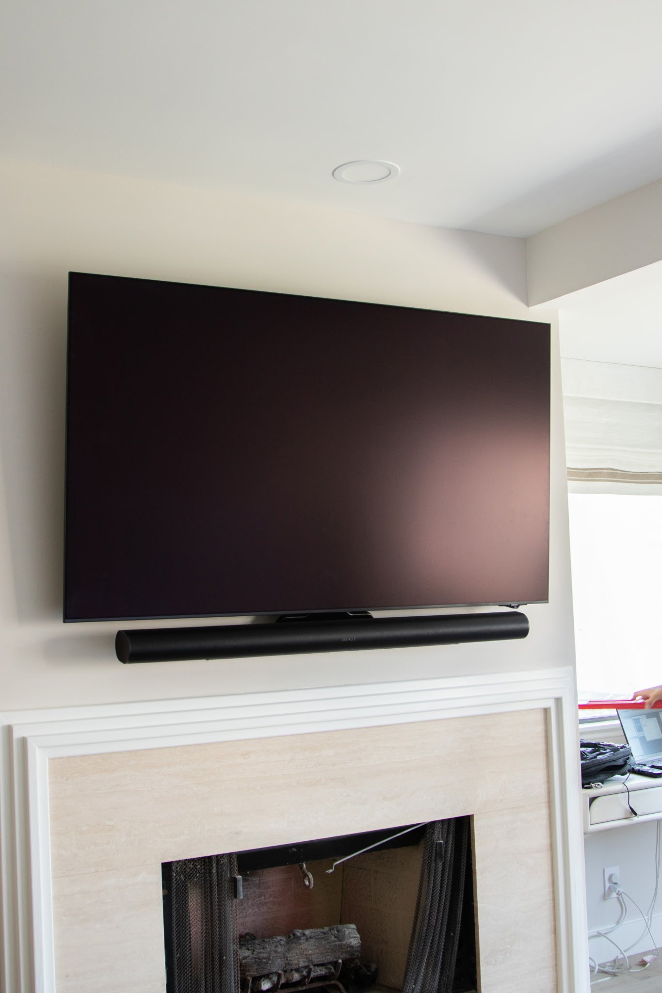 Fireplace TV and soundbar installation
